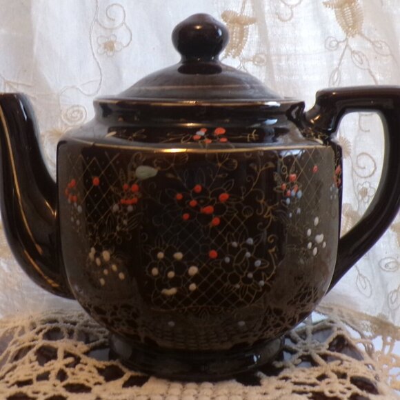 Vintage Red Ware Hand-painted Japanese Teapot | 1950 | Mid Century - Picture 3 of 11